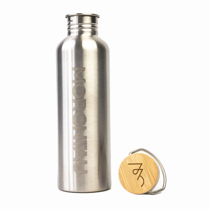 MORGNTAU Trinkflasche – Edelstahl mit Bambusdeckel