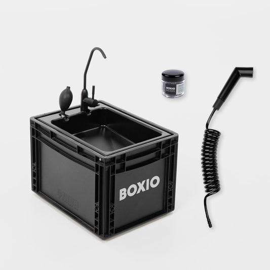 BOXIO WASH PLUS – Mobiles Waschbecken mit Campingdusche