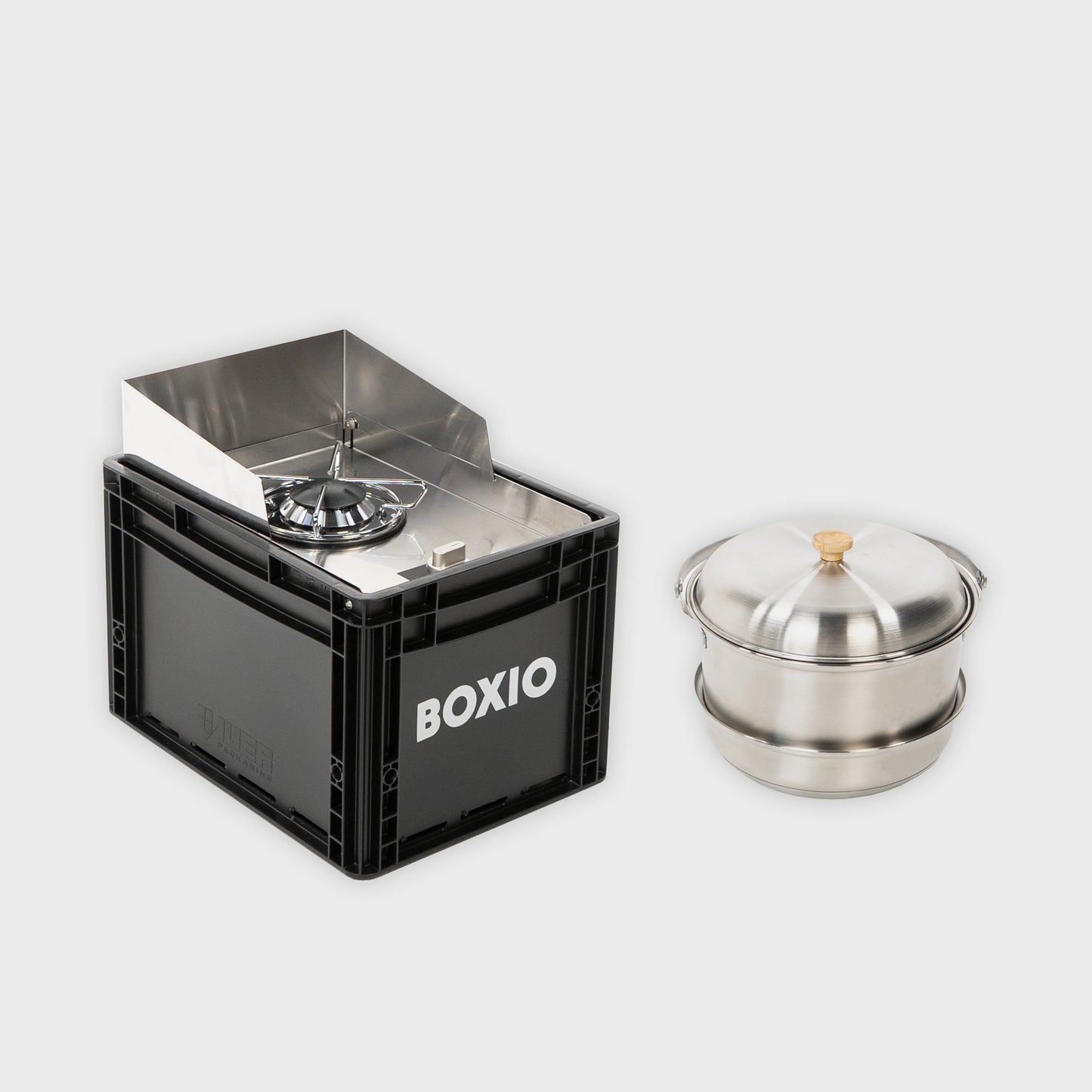 BOXIO COOK PLUS – Mobiler Gaskocher mit Topfset