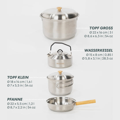 BOXIO COOK PLUS – Mobiler Gaskocher mit Topfset