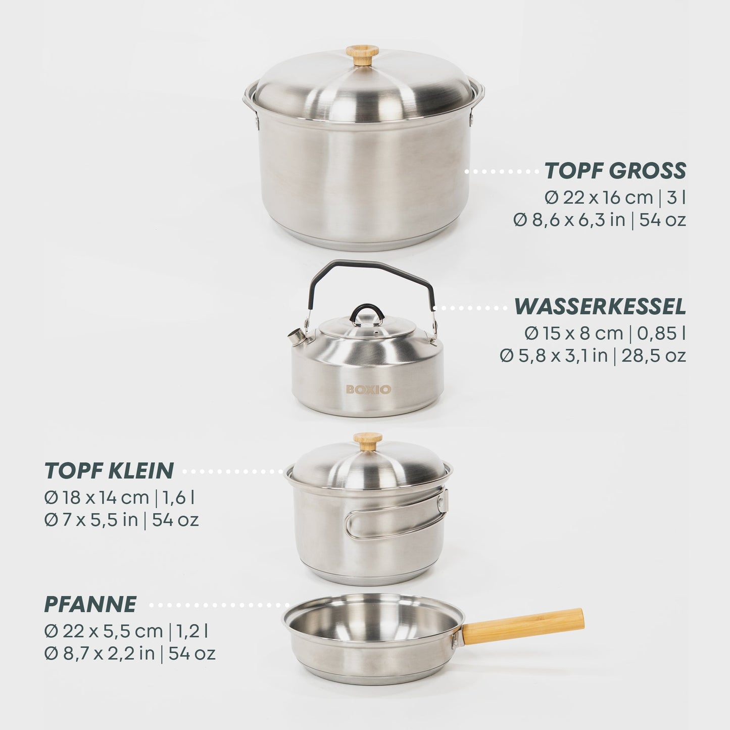 BOXIO COOKWARE – Edelstahl-Topfset SS304