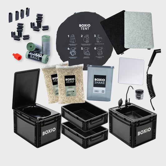 BOXIO SANITARY PLUS – Mobiles Badezimmer mit Zelt