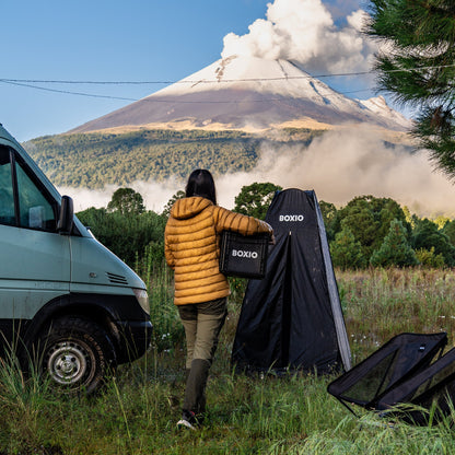 BOXIO SANITARY PLUS – Mobiles Badezimmer mit Zelt