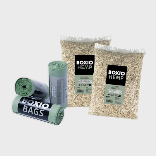 BOXIO REFILL BUNDLE – Nachfüllpack Hanfstreu & Müllbeutel