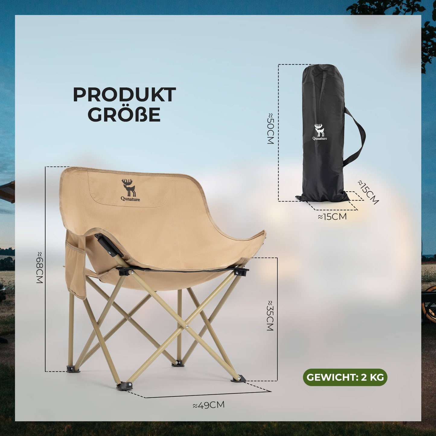 Qunature Campingstuhl faltbar – tragbarer Klappstuhl